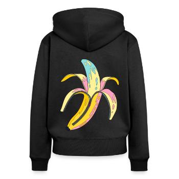 Bananas Pop Art - Women's Premium Organic Zip Hoodie - black - Back - Julia (174cm)