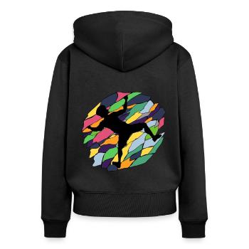 Bloc - Sweat à capuche zippé Premium bio Femme - noir - Dos - Julia (174cm)