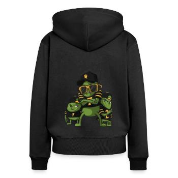Cool Beans Rapper Crew Trio drôle - Sweat à capuche zippé Premium bio Femme - noir - Dos - Julia (174cm)