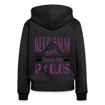 Gardez votre calme Statistiques - Sweat à capuche zippé Premium bio Femme - noir - Dos - Julia (174cm)