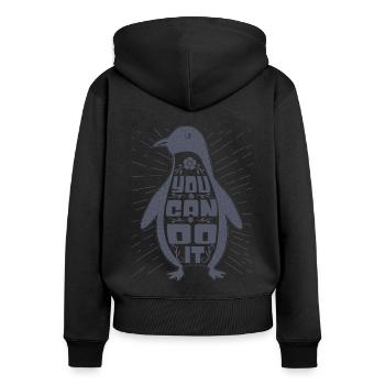 Pingouin Motivant - Sweat à capuche zippé Premium bio Femme - noir - Dos - Julia (174cm)