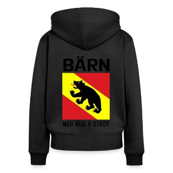 Bern - Frauen Premium Bio Zip Hoodie - Schwarz - Hinten - Julia (174cm)