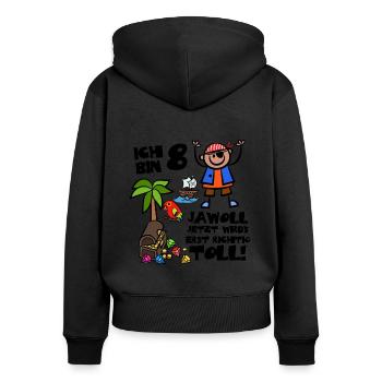 Piraten Geburtstag Junge Ich Bin 8 Jahre - Frauen Premium Bio Zip Hoodie - Schwarz - Hinten - Julia (174cm)