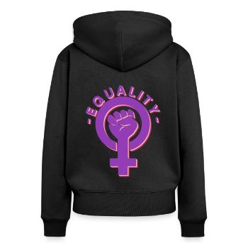 Gleichberechtigung - Feminismus Frauenrechte - Frauen Premium Bio Zip Hoodie - Schwarz - Hinten - Julia (174cm)