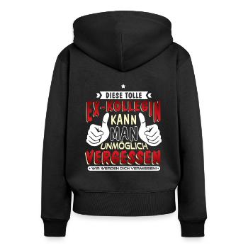 Arbeitskollegin Abschiedsgeschenk - Frauen Premium Bio Zip Hoodie - Schwarz - Hinten - Julia (174cm)