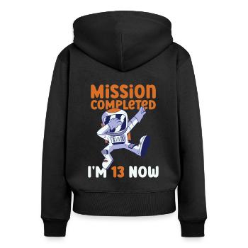 13. Geburtstag Astronaut 13 Jahre - Frauen Premium Bio Zip Hoodie - Schwarz - Hinten - Julia (174cm)