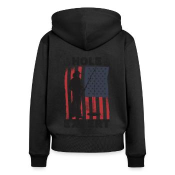 USA Angel Expert - Women's Premium Organic Zip Hoodie - black - Back - Julia (174cm)