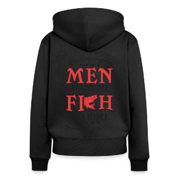 Funny fisherman's wives - Women's Premium Organic Zip Hoodie - black - Back - Julia (174cm)