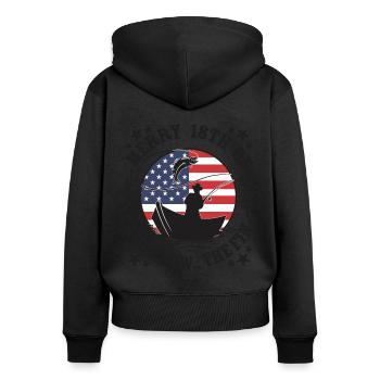 Internationaler Angeln Tag - Frauen Premium Bio Zip Hoodie - Schwarz - Hinten - Julia (174cm)