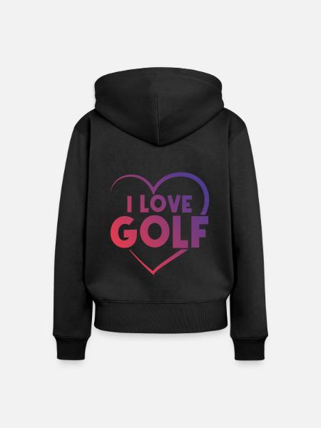 Ich liebe Golf Herz - Frauen Premium Bio Zip Hoodie - Schwarz