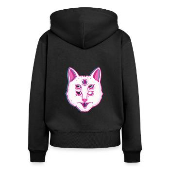 Glitch Cat Leuchtende katze mit Augen - Frauen Premium Bio Zip Hoodie - Schwarz - Hinten - Julia (174cm)