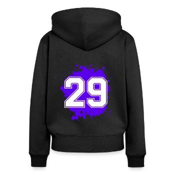 29 Zahl Klecks - Frauen Premium Bio Zip Hoodie - Schwarz - Hinten - Julia (174cm)