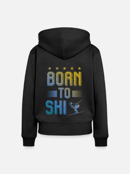 geboren zum ski - Frauen Premium Bio Zip Hoodie - Schwarz