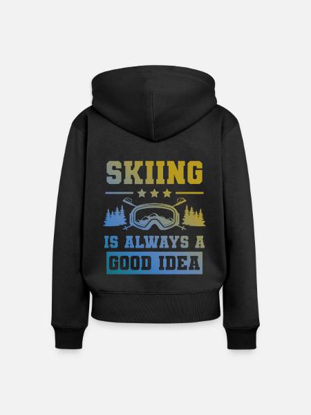 ski skiing - Frauen Premium Bio Zip Hoodie - Schwarz