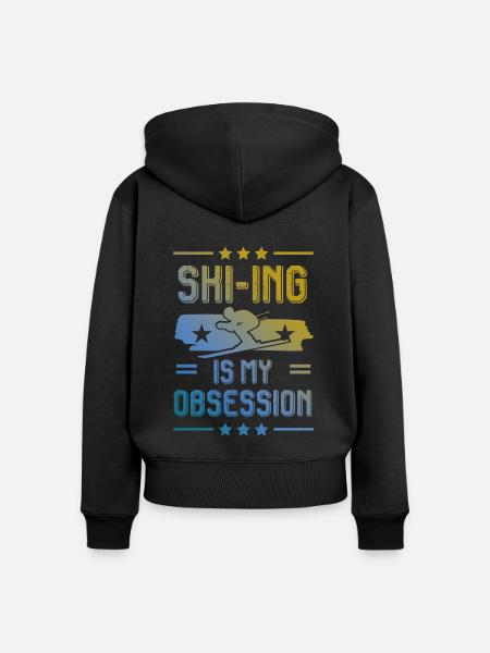 ski skiing - Frauen Premium Bio Zip Hoodie - Schwarz