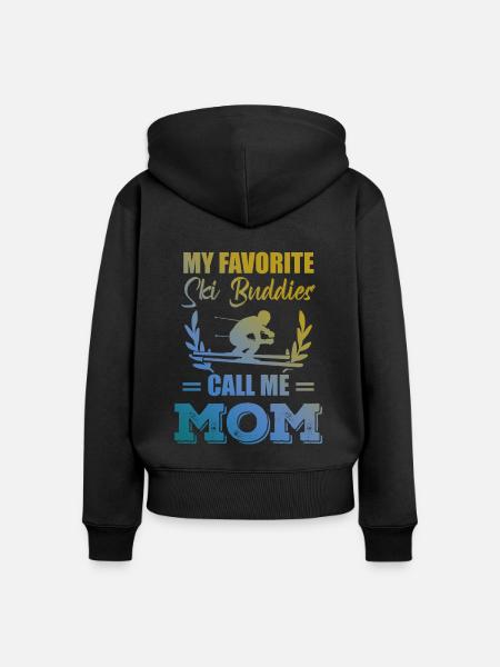 ski freund mama - Frauen Premium Bio Zip Hoodie - Schwarz