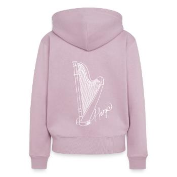Harfe Oneline Art - Harfe Musikerin Harfe - Frauen Premium Bio Zip Hoodie - Altrosa - Hinten - Julia (174cm)