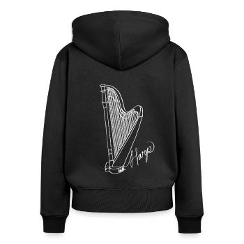 Harfe Oneline Art - Harfe Musikerin Harfe - Frauen Premium Bio Zip Hoodie - Schwarz - Hinten - Julia (174cm)