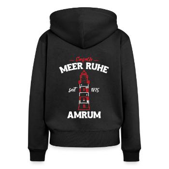 Amrum Einfach meer Ruhe - Frauen Premium Bio Zip Hoodie - Schwarz - Hinten - Julia (174cm)