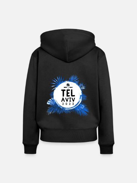 Tel Aviv 2023 Bunt - Frauen Premium Bio Zip Hoodie - Schwarz