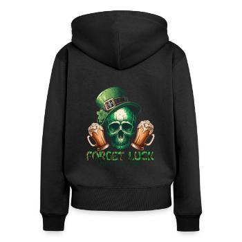 Crâne irlandais Irlande Trèfle vert Saint-Patrick - Sweat à capuche zippé Premium bio Femme - noir - Dos - Julia (174cm)