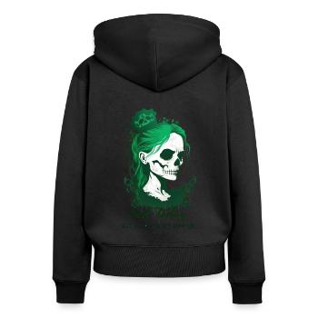 Crâne irlandais Irlande Trèfle vert Saint-Patrick - Sweat à capuche zippé Premium bio Femme - noir - Dos - Julia (174cm)