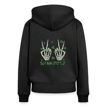 Irish Irland Grün Shamrock And Roll St Patrick Day - Frauen Premium Bio Zip Hoodie - Schwarz - Hinten - Julia (174cm)