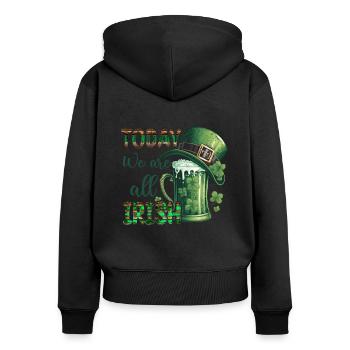 All Irish Ireland Clover Green St Patrick’s Day - Sweat à capuche zippé Premium bio Femme - noir - Dos - Julia (174cm)