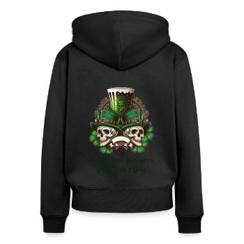 Crâne irlandais Irlande Trèfle vert Saint-Patrick - Sweat à capuche zippé Premium bio Femme - noir - Dos - Julia (174cm)