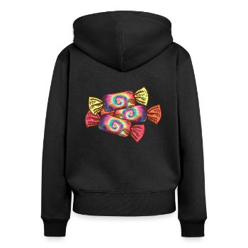 Bonbons à colorier cravate - Hippie Halloween - Sweat à capuche zippé Premium bio Femme - noir - Dos - Julia (174cm)