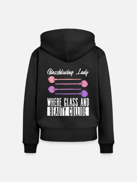 Glassblowing Lady Glasbläser - Frauen Premium Bio Zip Hoodie - Schwarz