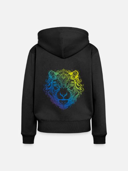 Tiger Mandala Boho - Frauen Premium Bio Zip Hoodie - Schwarz