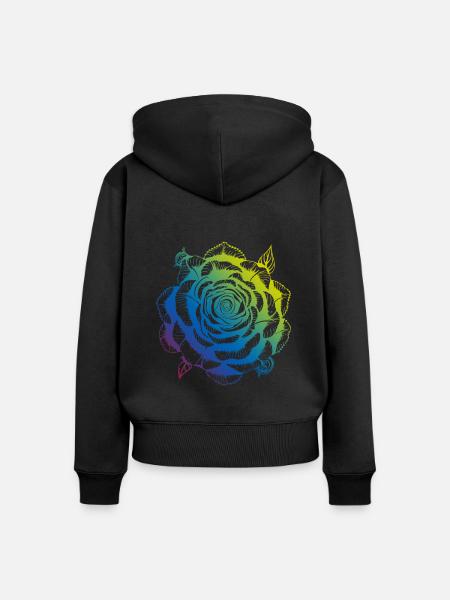 Rose Mandala Boho - Frauen Premium Bio Zip Hoodie - Schwarz