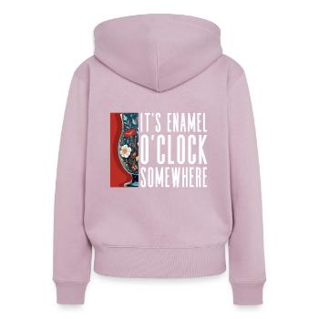 Somewhere it's enamel O'Clock - Enameled - Women's Premium Organic Zip Hoodie - dusky pink - Back - Julia (174cm)