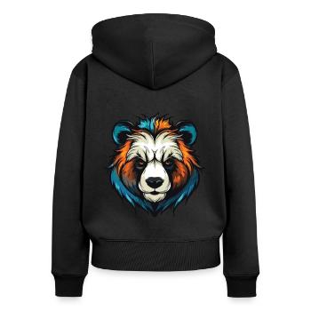 Panda Portrait - Sweat à capuche zippé Premium bio Femme - noir - Dos - Julia (174cm)