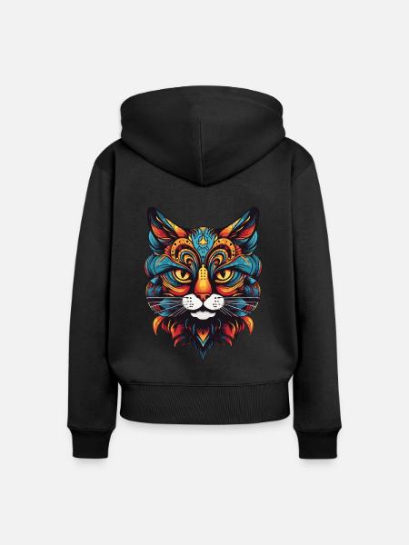 Katze Portrait - Frauen Premium Bio Zip Hoodie - Schwarz
