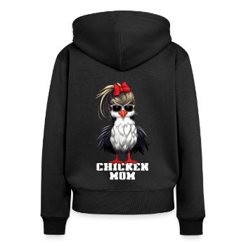Chicken Mom Chickens Hen Gift Farmer - Women's Premium Organic Zip Hoodie - black - Back - Julia (174cm)