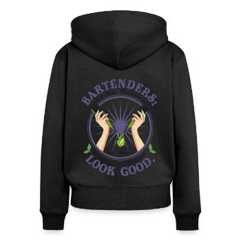 Pour decision - Women's Premium Organic Zip Hoodie - black - Back - Julia (174cm)
