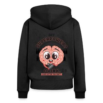 Ivre - Sweat à capuche zippé Premium bio Femme - noir - Dos - Julia (174cm)