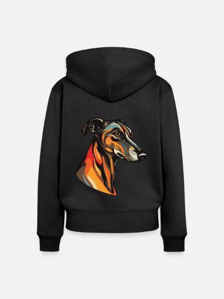Greyhound Hund Kopf - Frauen Premium Bio Zip Hoodie - Schwarz