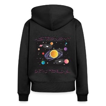 Astronomie ist meine Flucht - Frauen Premium Bio Zip Hoodie - Schwarz - Hinten - Julia (174cm)