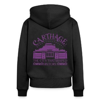 Karthago: Die Stadt, die die Geschichte prägte - Frauen Premium Bio Zip Hoodie - Schwarz - Hinten - Julia (174cm)