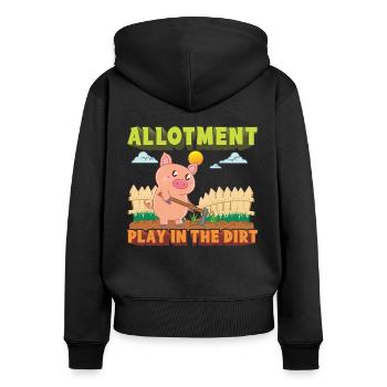 Schrebergarten Spielen im Dreck - Frauen Premium Bio Zip Hoodie - Schwarz - Hinten - Julia (174cm)