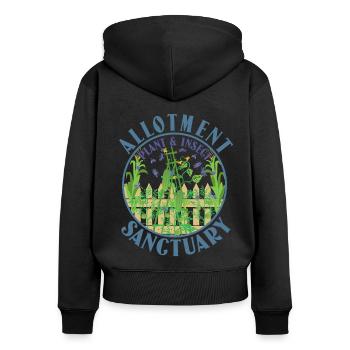 Jardin de lotissement et sanctuaire d’insectes - Sweat à capuche zippé Premium bio Femme - noir - Dos - Julia (174cm)
