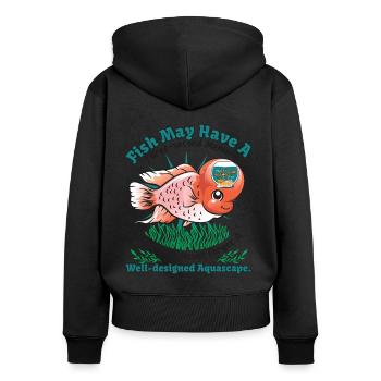 Fische können ein Drei-Sekunden-Gedächtnis haben - Frauen Premium Bio Zip Hoodie - Schwarz - Hinten - Julia (174cm)