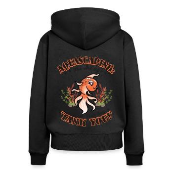 die Kunst, Fische dazu zu bringen, zu sagen: "Tankt euch!" - Frauen Premium Bio Zip Hoodie - Schwarz - Hinten - Julia (174cm)
