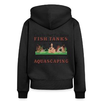 Tauchen Sie ein in das Aquascaping! - Frauen Premium Bio Zip Hoodie - Schwarz - Hinten - Julia (174cm)