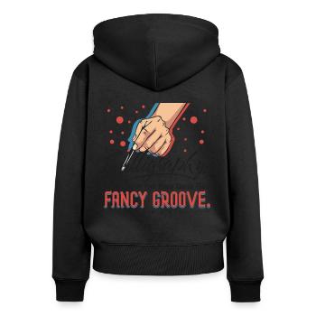 La calligraphie donne aux mots leur groove fantaisiste - Sweat à capuche zippé Premium bio Femme - noir - Dos - Julia (174cm)