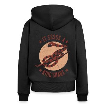 Es ist eine Königsnatter - Frauen Premium Bio Zip Hoodie - Schwarz - Hinten - Julia (174cm)