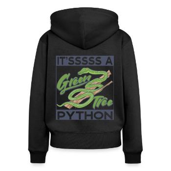 Es ist eine grüne Baumpython - Frauen Premium Bio Zip Hoodie - Schwarz - Hinten - Julia (174cm)